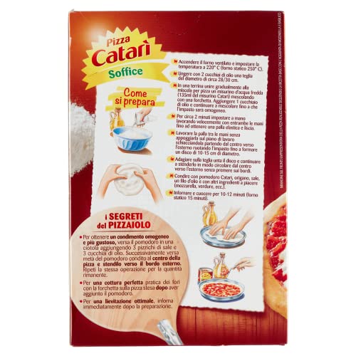 Catarì Pizza Preparato per Pizza Soffice, a Lievitazione Istantanea, con Miscele per la Base, Polpa di Pomodoro e Bustina di Origano