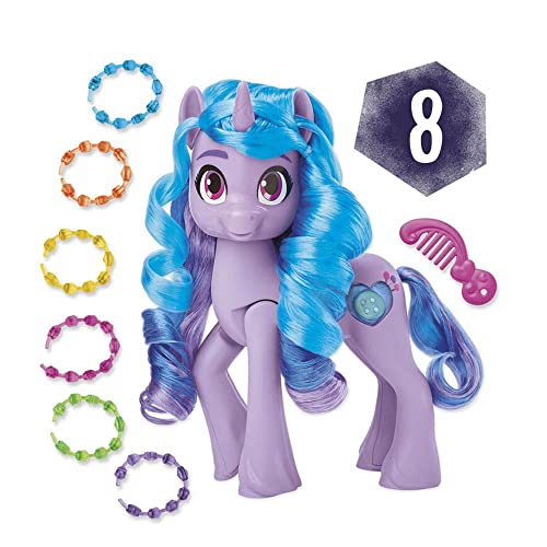 My Little Pony Izzy Moonbow Rivela Il Tuo Luccichio dalla Serie Make Your Mark, Pony da 20 cm con Musica e luci per Bambine e Bambini