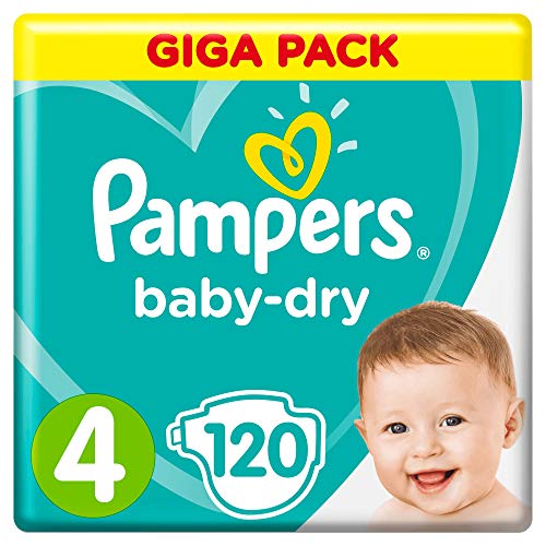 Pampers, misura 4, 9 – 14 kg, Mega Plus, confezione 120 pezzi