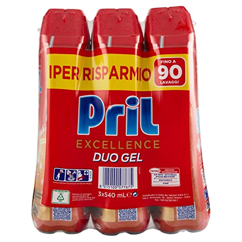 Pril Excellence Duo Gel Detersivo Lavastoviglie Azione Anti Odore con Aceto