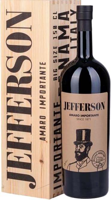 JEFFERSON Amaro Importante CASSA LEGNO 150 cl Big Size | Magnum - Confezione regalo Cofanetto in legno 1500ml / 1,5 L