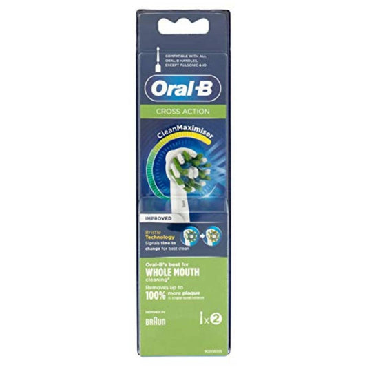 Oral-B CrossAction CleanMaximiser Testine Ricambio Spazzolino Elettrico Ricaricabile, 2 Pezzi