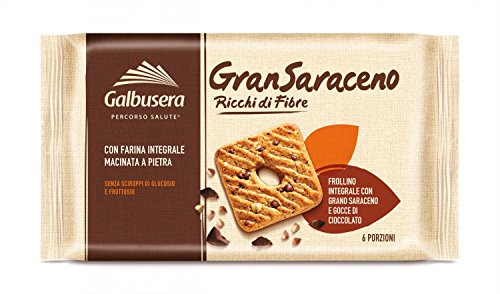 Galbusera GranSaraceno Frollino Integrale con Gocce di Cioccolato e Farina di Tipo 2 - Pacco da 12 x 260 g