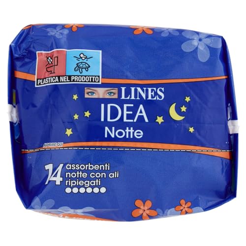 ACE Lines Idea Assorbenti Notte Ripiegati in Bustina con Ali, 14 Pezzi