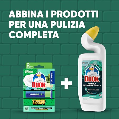 Duck Fresh Discs Base per Dischi Gel Igienizzanti WC, Fragranza Rosa e Fiori di Loto, Confezione da 1 Applicatore e 6 Dischetti