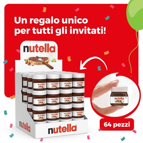 Nutella - Crema Spalmabile alle Nocciole e Cacao, Senza Glutine, Conservanti e Grassi Idrogenati, Formato Scorta per Eventi e Bomboniere, Ideale a Colazione, 64 Vasetti da 25 gr