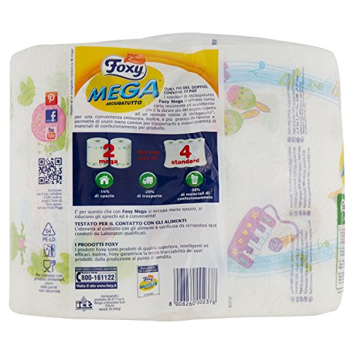 Foxy Mega, Asciugatutto, 220 Strappi - 2 Pezzi