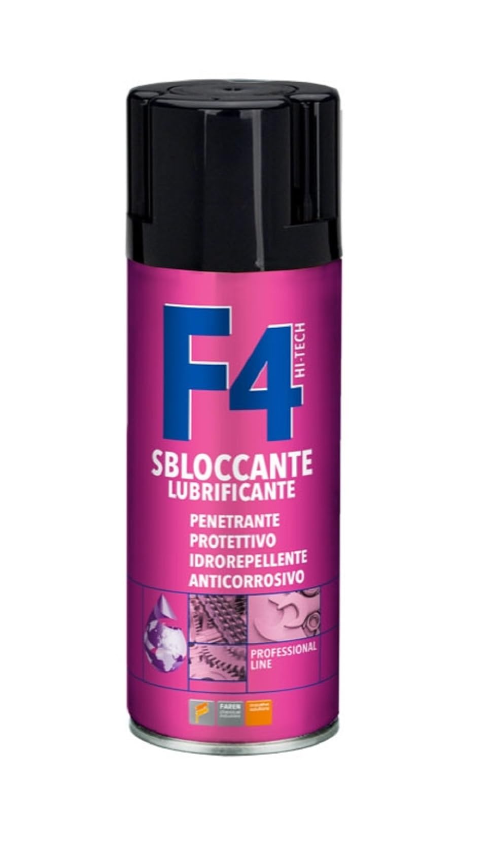 Faren F4, Sbloccante Lubrificante Multifunzione Spray,Penetrante, Idrorepelle, Anticorrosivo,ideale per bulloni, serrature,meccanismi da ruggine, ingranaggi etc., 400ml