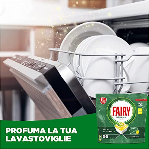 Fairy Original Detersivo Pastiglie Lavastoviglie Brillantante, Original Limone, Azione Pulente Al Primo Lavaggio, Efficace Sul Grasso Incrostato