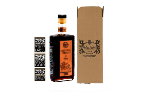 CG94 - Confezione in scatola Global Dream | Amaro Milone Nero - amarissimo di Calabria 35% vol. digestivo amaricante prodotto artigianale