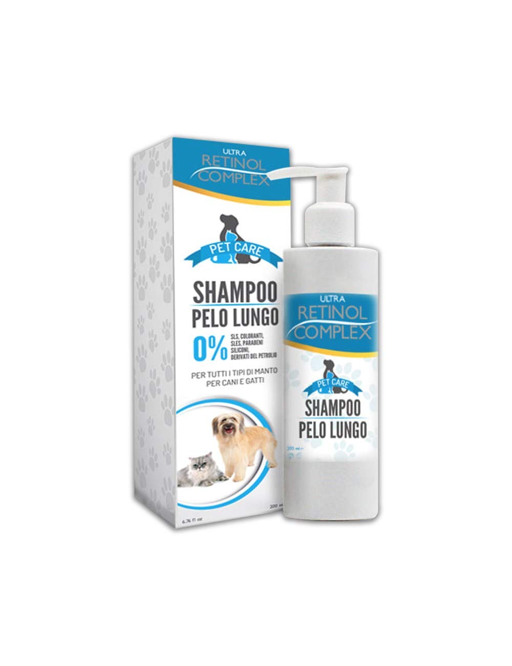 Shampoo Cani e Gatti Pelo Lungo Ml 200.No coloranti,No parabeni,No Silicone.