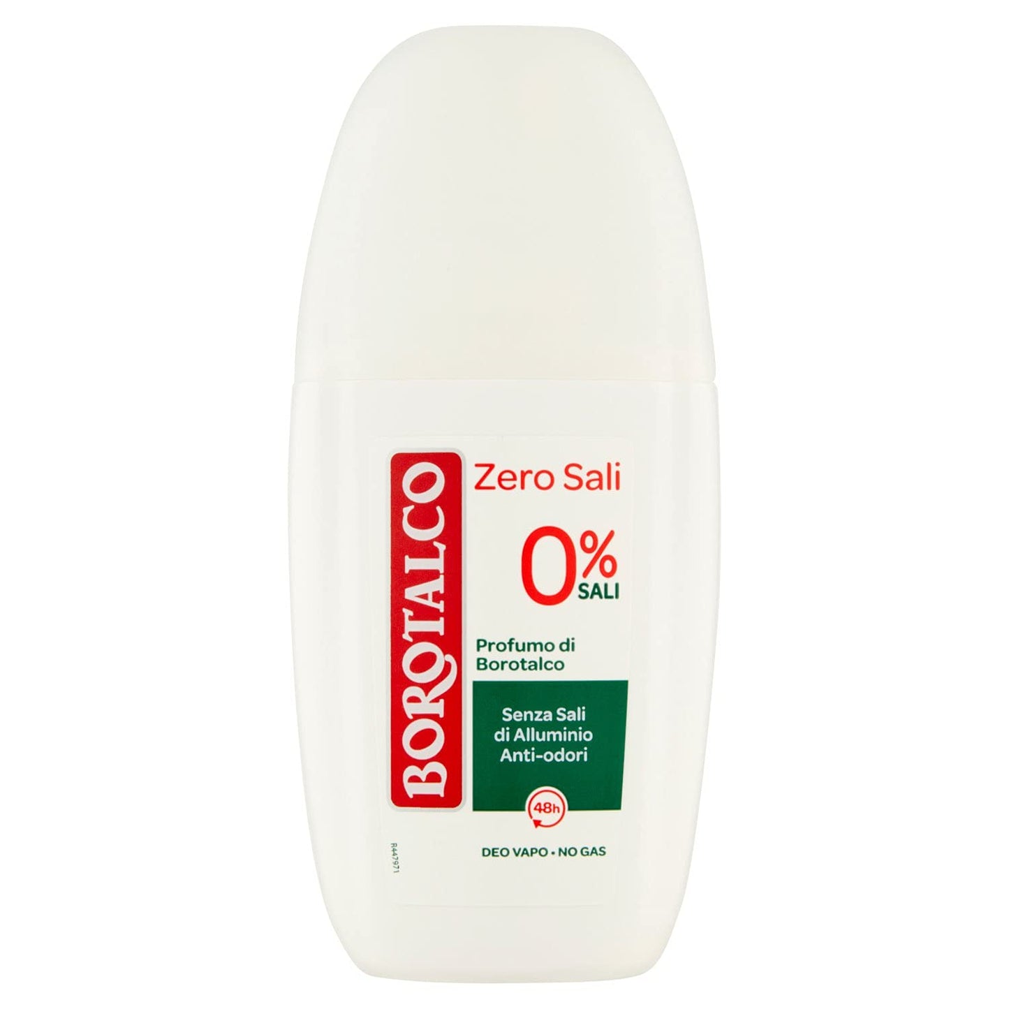 Borotalco, Deodorante Vapo Zero Sali, Assorbe il Sudore e non Lascia Aloni, senza Sali di Alluminio, Freschezza Continua, Profumo Classico di Borotalco, Deodorante Uomo e Donna, Flacone da 75 ml