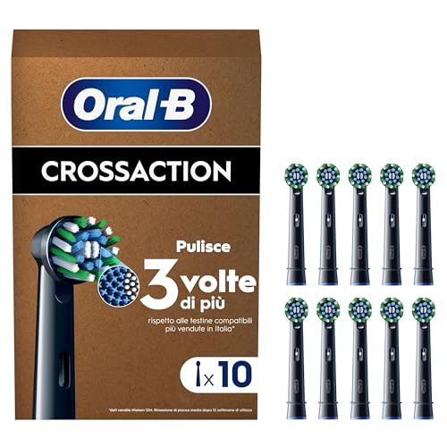 Oral-B Pro Cross Action - Testina per spazzolino elettrico, a forma di X e setole angolate per una rimozione più profonda della placca, confezione da 12, adatta per cassetta postale, colore: nero