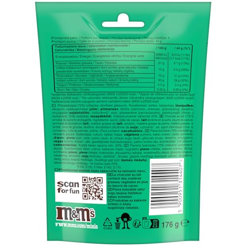 M&M's Minis, Confetti al Cioccolato al Latte, Snack Dolce, 176 g