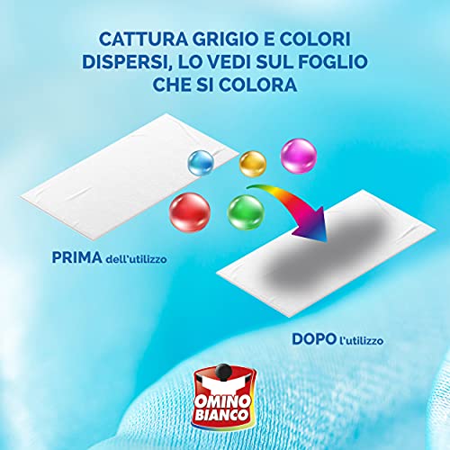 Omino Bianco - Fogli Salva Colore, Struttura a Nido d'Ape, Catturano il Grigio e i Colori Dispersi nel Lavaggio, 16 Pezzi + 4 Omaggio