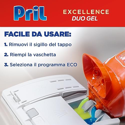 Pril Excellence Duo Gel Detersivo Lavastoviglie Gel, 30 Lavaggi