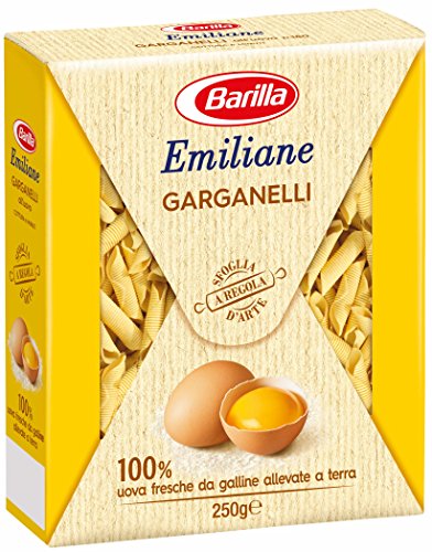Barilla Le Emiliane Garganelli all' Uovo con Uova Fresche, Pasta dalla Sfoglia Porosa e Delicata, 250g