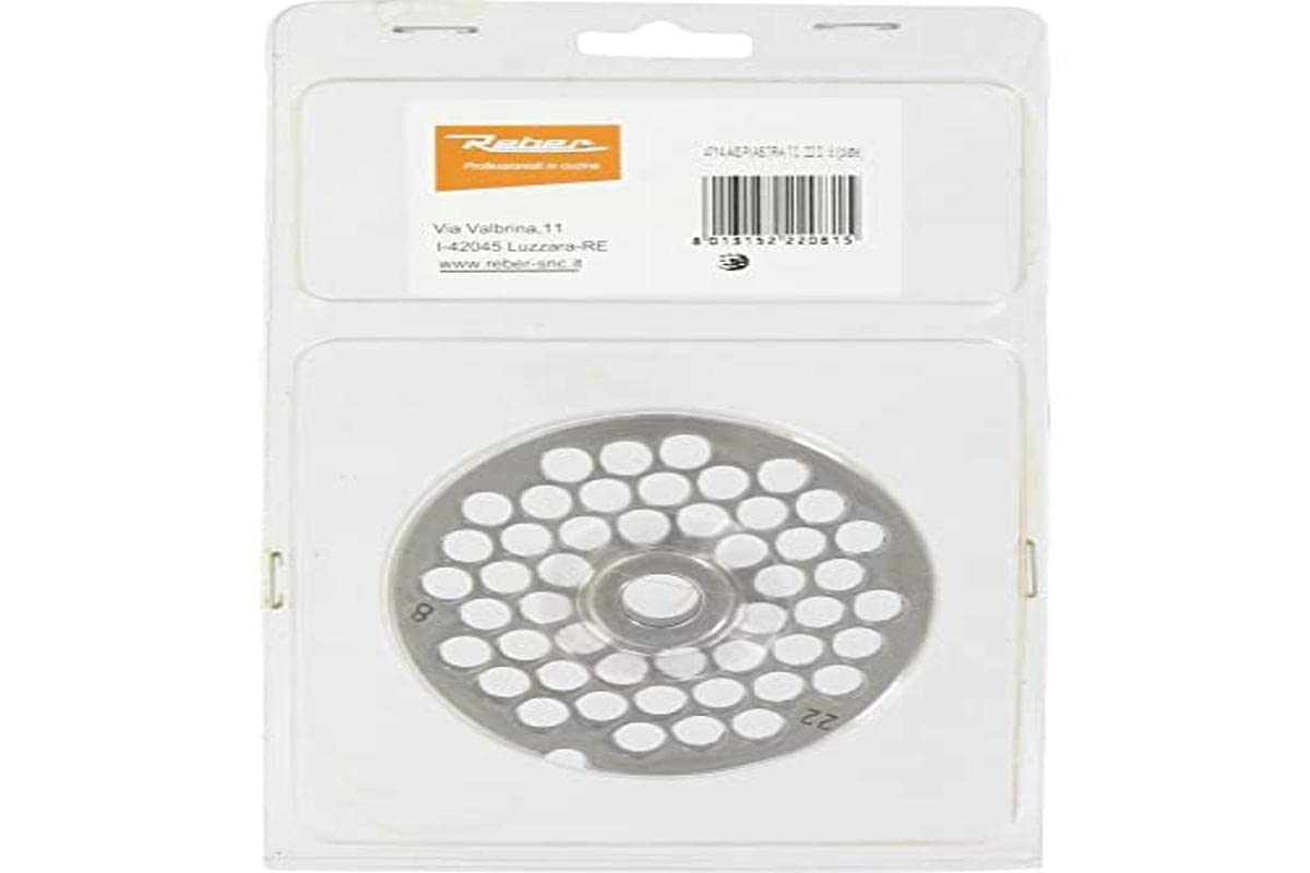 Reber 4714 a/8 - Griglia per tritacarne Reber n° 22, diametro fori 8 mm, acciaio inox