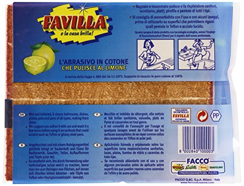 Favilla - Spugna Abrasiva in Cotone, Profumo Limone , 1 pz.