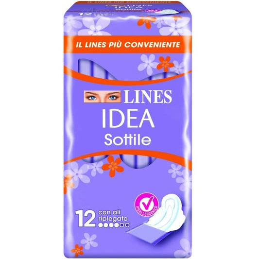 ASSORBENTI LINES IDEA SOTTILE CON ALI RIPIEGATO 6 CONFEZIONI DA 12 PEZZI (6)
