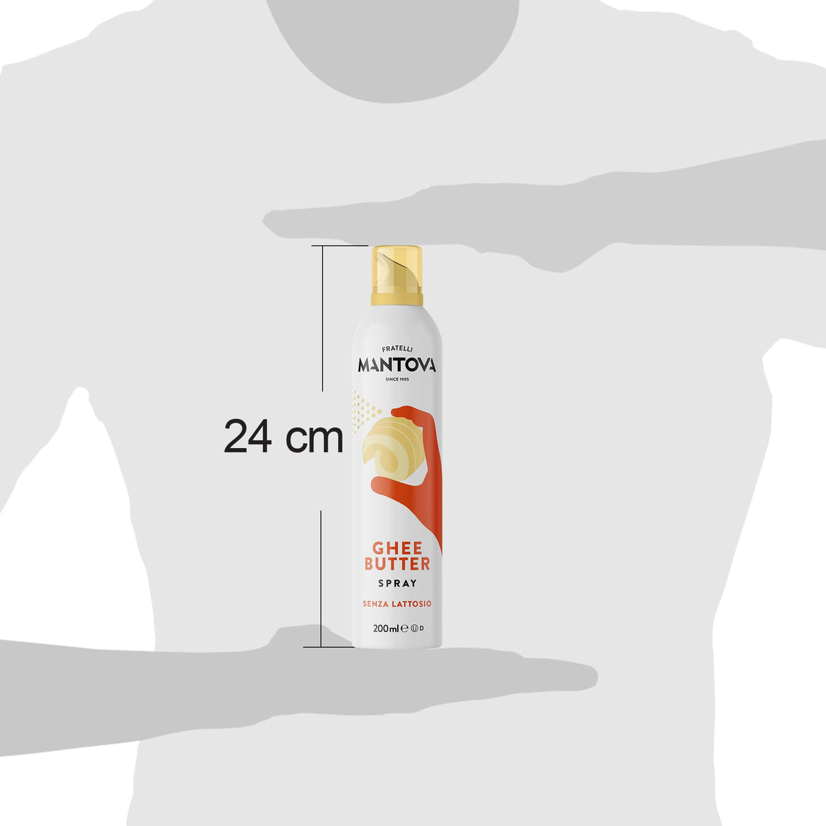 Ghee Butter Spray 200 ml - 100% Naturale,100% Leggero, 100% Facile - Con lo spray risparmi fino al 90% di prodotto- Fratelli Mantova since 1905