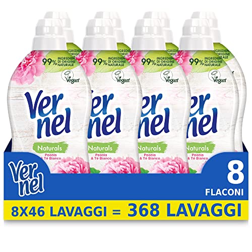 Vernel Naturals Peonia, Ammorbidente Lavatrice Profumato, 99% Ingredienti di Origine Naturale, Senza Siliconi e Coloranti