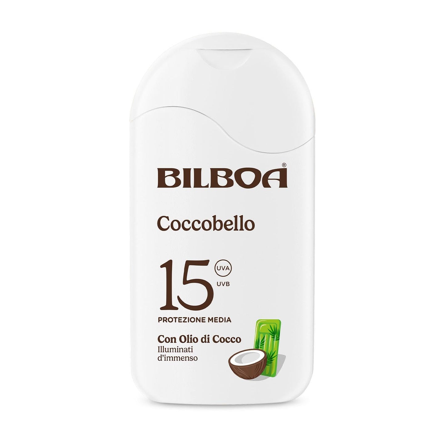 Bilboa Coccobello Latte Solare SPF 15, con Olio di Cocco, Illuminati d’Immenso, Resistente all'Acqua, 200 ml