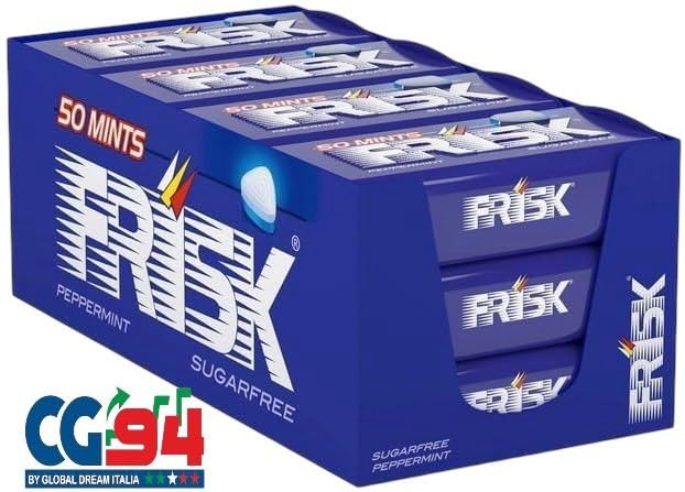 Frisk Peppermint, Gusto Menta, Confezione da 12 Astucci in Metallo da 50 Mentine ciascuno 9087100