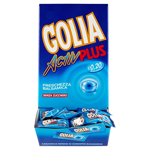 Golia Activ Plus Caramelle al Gusto Menta, Caramelle Balsamiche al Mentolo e Eucaliptolo, Formato Monopezzo, Box da 180 pezzi Incartati Singolarmente