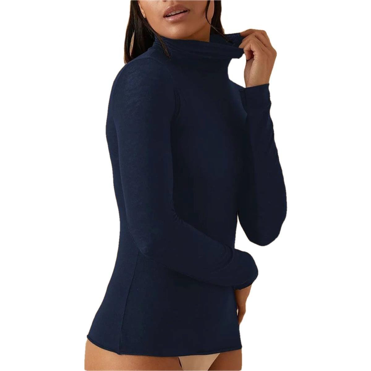 JADEA Maglia Donna 4066 Dolcevita Manica Lunga in Modal e Cashmere