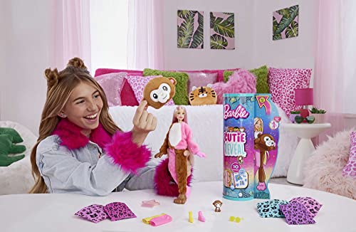 Barbie Dolls and Accessories, Cutie Reveal Doll with Elephant Plush Costume & 10 Surprises Including Color Change, Jungle Series