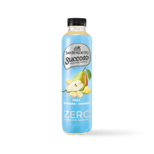 San Benedetto, Succoso Zero alla Pera, Banana e Ananas, 12x400 ml Bevanda Leggera e Dissetante in Acqua Minerale Naturale, Senza Zuccheri, Conservanti Coloranti e Glutine