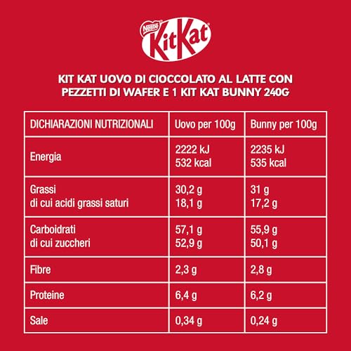 KITKAT Uovo di Pasqua 2025 Cioccolato al Latte con Sorpresa e 1 KitKat Bunny 240g