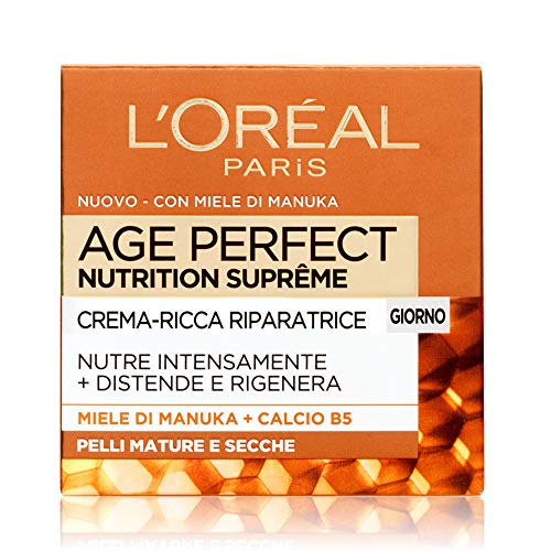 L'Oréal Paris Age Perfect Nutrition Supreme Crema Viso Antirughe Riparatrice Giorno, Pelli Mature Secche, 50 ml