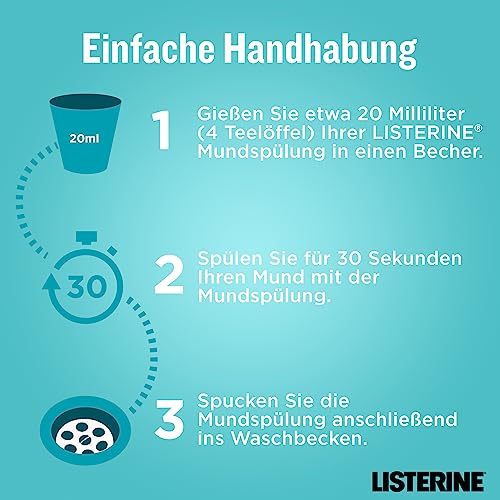 LISTERINE Cool Mint Mild (6 x 500 ml), collutorio antibatterico con oli essenziali e senza alcool, collutorio combatte efficacemente i batteri, perfetto complemento per la cura dentale quotidiana