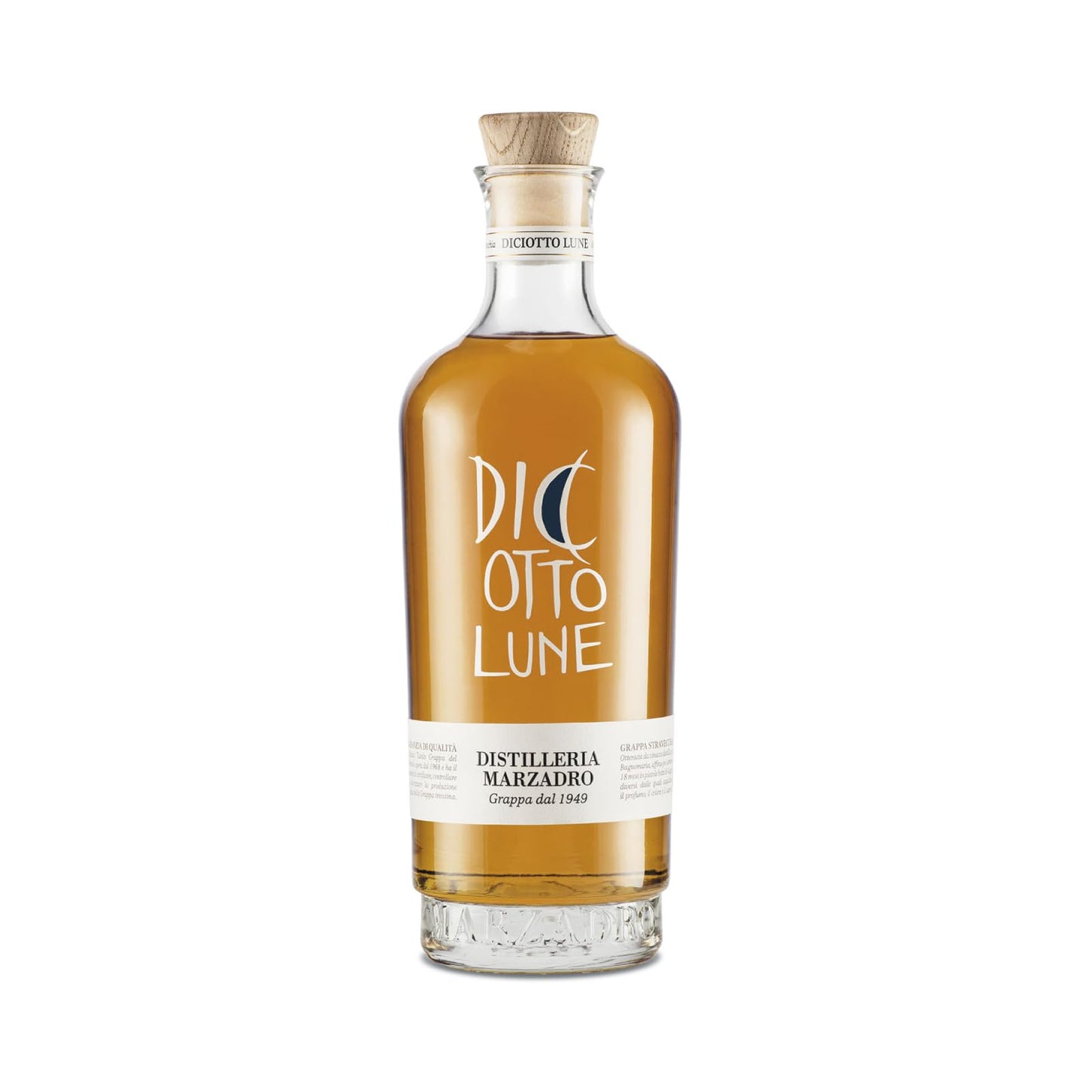 Marzadro, Grappa le Diciotto Lune, Invecchiamento 18 mesi, Confezione con Astuccio - Bottiglia in Vetro da 700ml