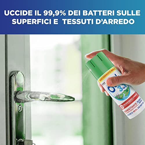 Oust 3 in 1 Spray Elimina Odori Disinfettante per Tessuti d'Arredo e Superfici, Uccide il 99,9% dei Batteri, 1 Confezione da 400ml