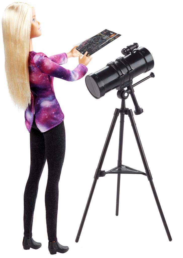 Barbie Carriere Astrofisica, Bambola Bionda con Telescopio e Accessori, Ispirata da National Geographic, Giocattolo per Bambini 3 + Anni, GDM47