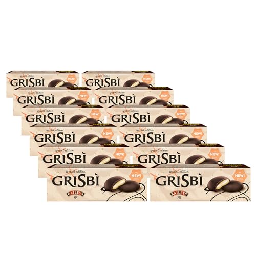 Grisbì Baileys - Edizione Limitata - Biscotti di Pasta Frolla al Cacao, Ripieni di Crema al Baileys, Ideali per Ogni Meritato Momento di Pausa, Formato Scorta, 12 Confezioni da 9 Biscotti, 1.344 gr