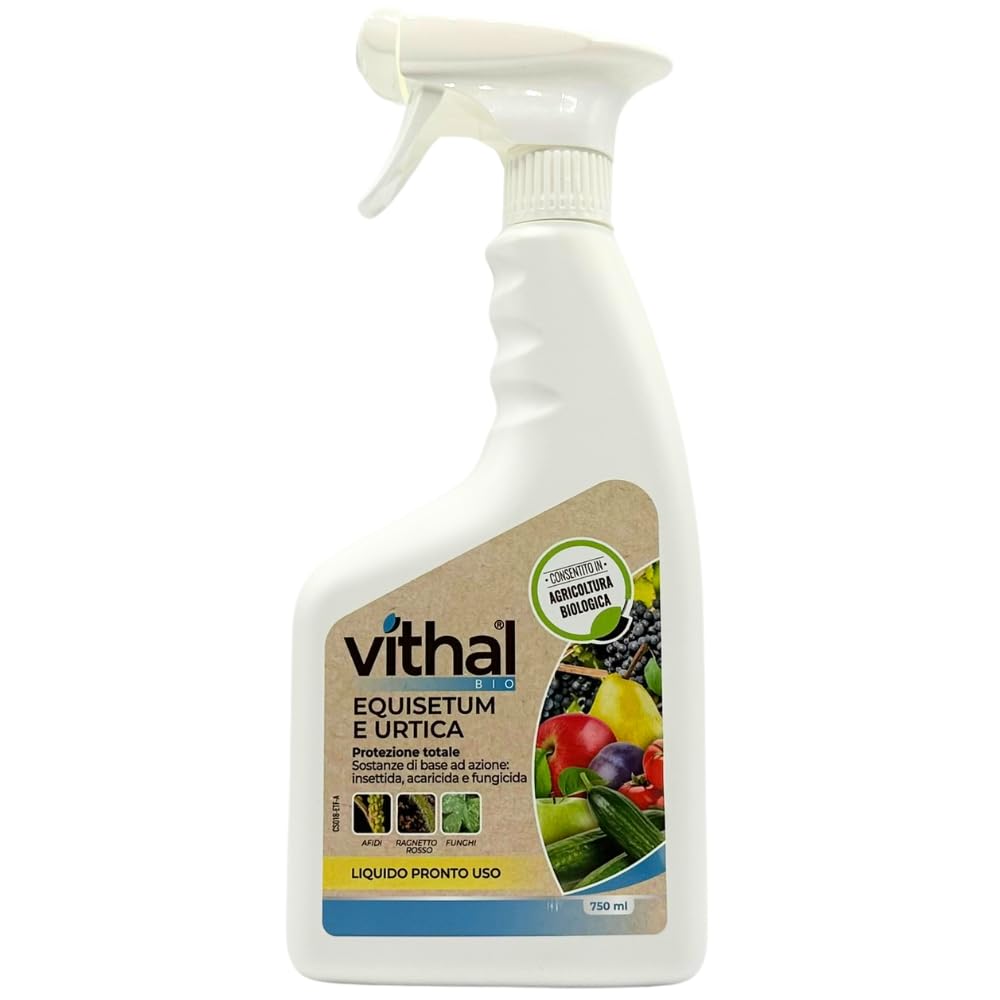 VITHAL Protezione Totale Piante - a base di Equiseto e Ortica, Insetticida Fungicida Acaricida, 100% Naturale e Biologica, Contro Insetti e Funghi, ideale per Piante da Frutta, Vite e Ortaggi, 500ml