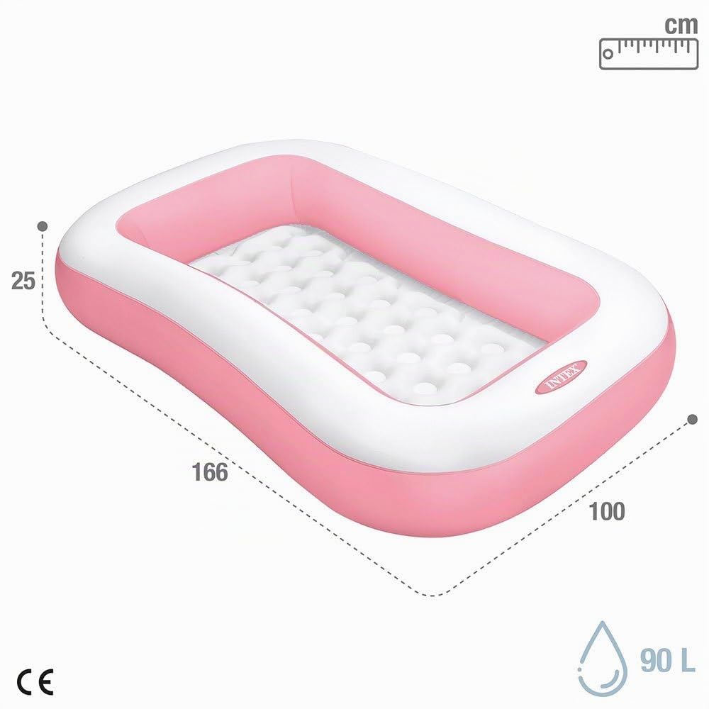 Intex 58423NP - Piscina Gonfiabile Rettangolare Rosa, Vinile, Rosa, 166x100x25 cm