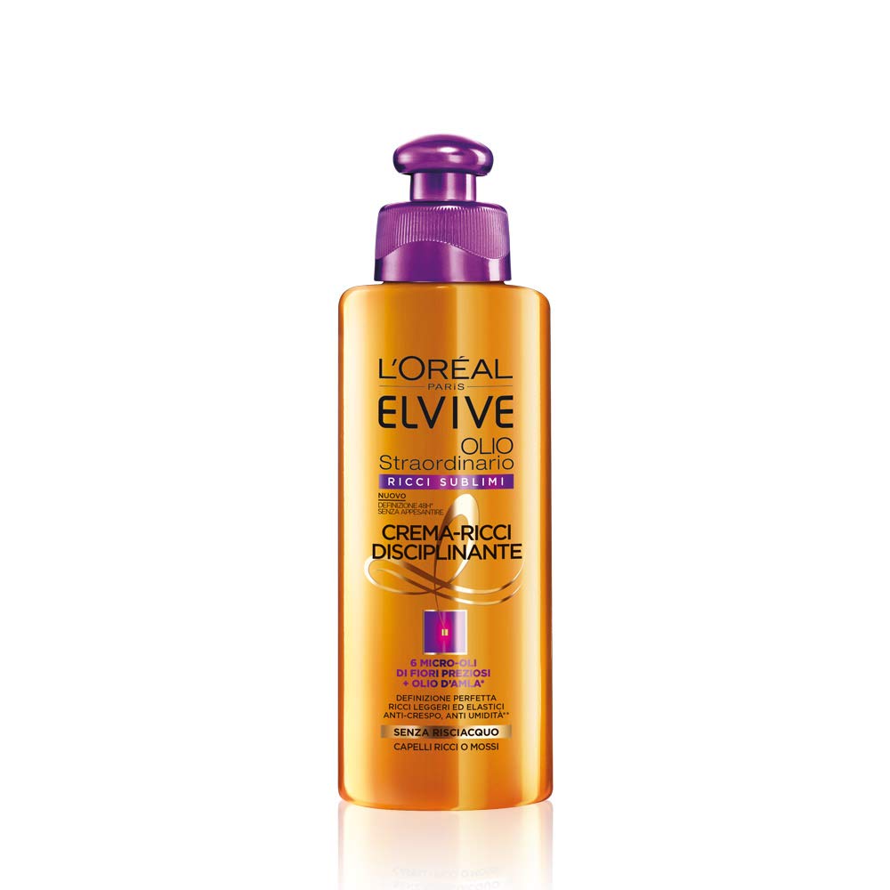 L'Oréal Paris Elvive Olio Straordinario Ricci Sublimi, Crema-Ricci Disciplinante per Capelli Ricci o Mossi, 200 ml
