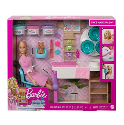 Barbie Wellness Face Masks Play Set with Doll, Puppy, Shapes and Clay