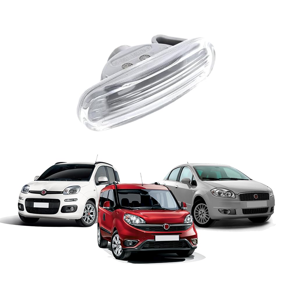 CG94 - Indicatore Laterale Freccia Bianca Compatibile con Panda Idea Stilo Multipla Grande Punto Doblo Musa | Visibilità e Sicurezza Ottimizzate | Adatta per Lato Destro e Sinistro, Trasparente, ABS
