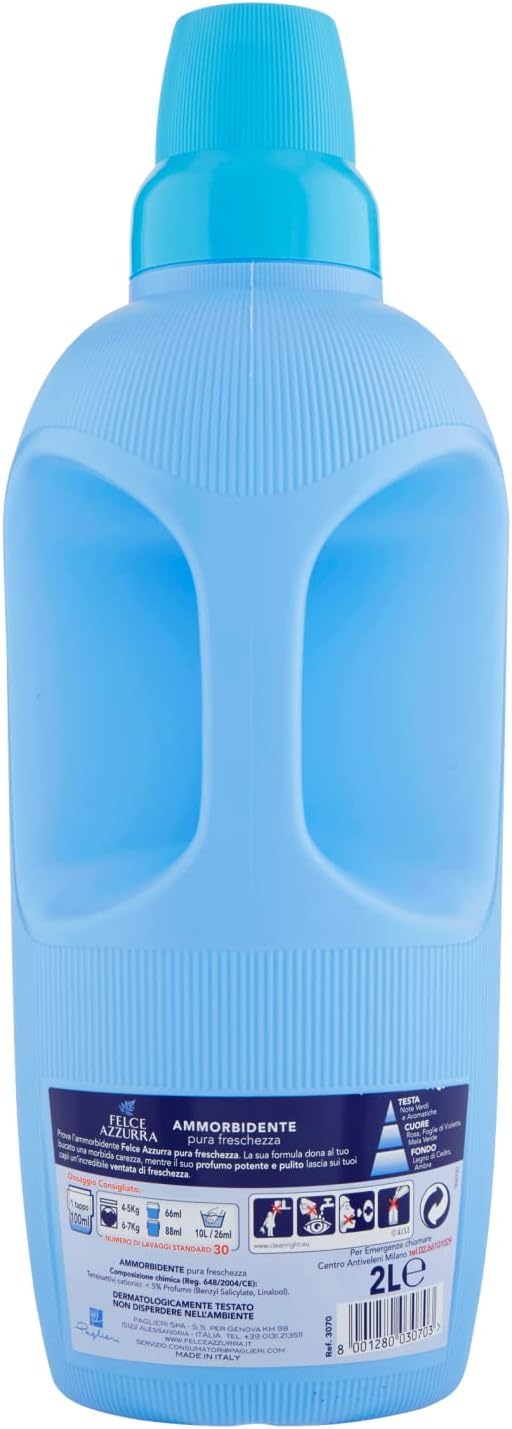 6x Felce Azzurra - Ammorbidente Pura Freschezza, Profumo Inconfondibile, Capi Morbidi - 30 Lavaggi - 2Lt