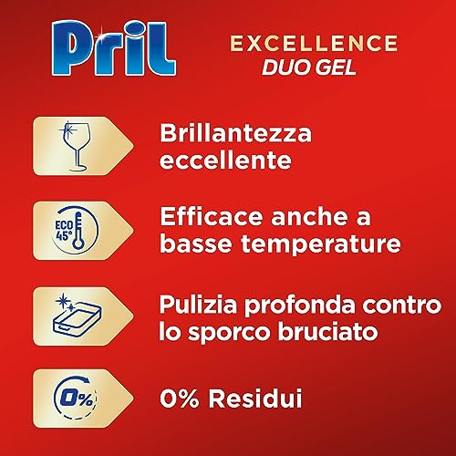 Pril Excellence Duo Gel Detersivo Lavastoviglie Gel, 30 Lavaggi
