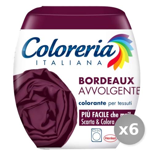 Set 6 COLORERIA ITALIANA Tutto in 1 pronto all'uso bordeaux per lavatrice