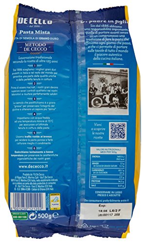 De Cecco - Pasta mista, di Semola di Grano Duro - 6 pezzi da 500 g [3 kg]