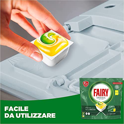 Fairy Original Detersivo Pastiglie Lavastoviglie Brillantante, Original Limone, Azione Pulente Al Primo Lavaggio, Efficace Sul Grasso Incrostato