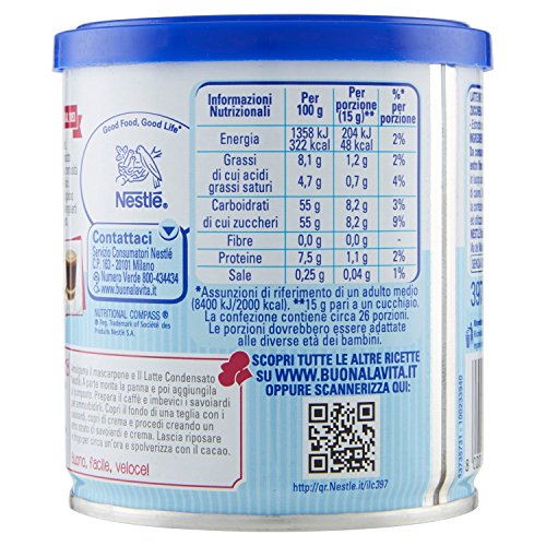 Nestlé - Latte Condensato, Latte Intero Concentrato Zuccherato Ideale per Ricette Dolci - 3 lattine da 397 g [1191 g]